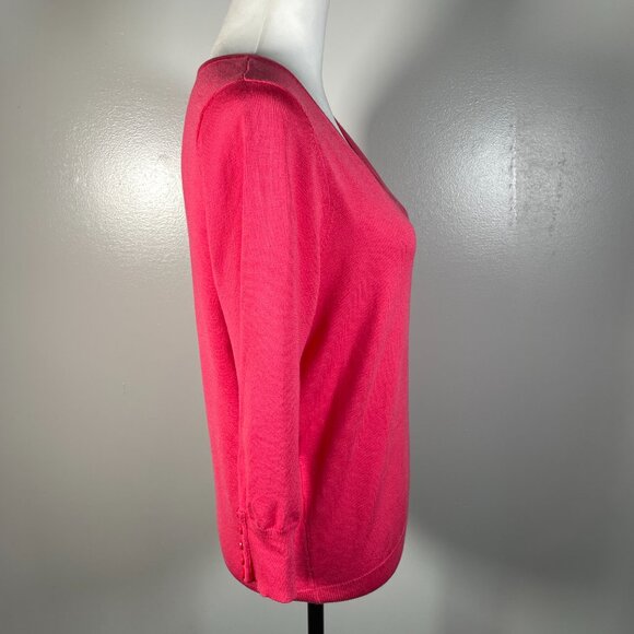 Architect Pink V Neck Tight Knit 3/4 Sleeve Pullover Sweater PXL - Picture 9 of 12